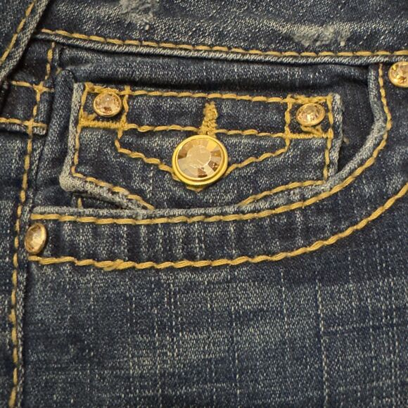 True Religion DISCO BILLY BIG T Bootcut Jeans 28 Crystals Double Stitch Flap USA - Picture 5 of 12